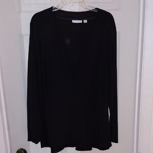 Susan Graver Black Jacket Cardigan Size 2X, Single Hook Front Closure